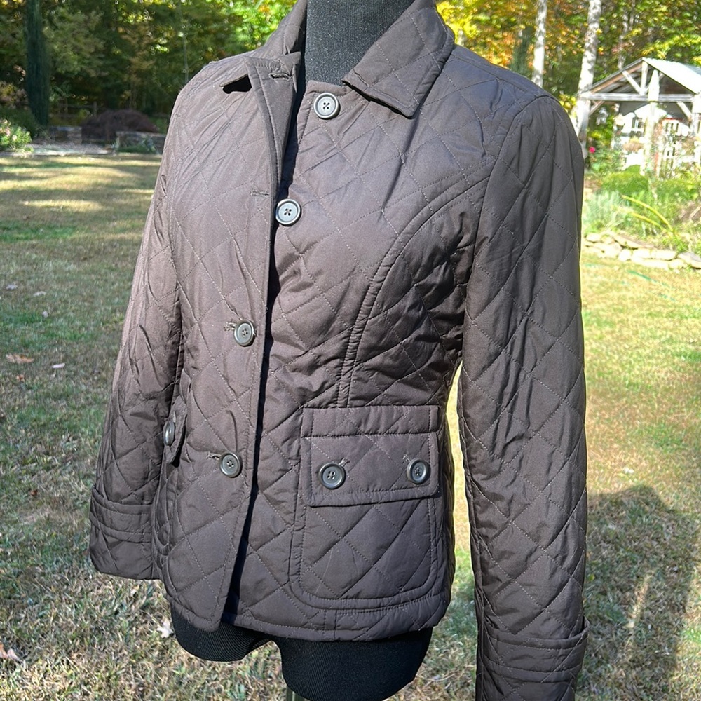 Ann Taylor Loft quilted brown lightweight jacket, small.
